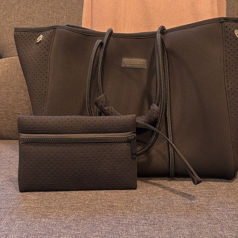 EUC Large Neoprene Tote and Wristlet